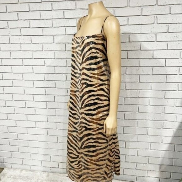 J.Crew Gwyneth Sequin Slip Dress in Zebra Stripe – Women’s Size 8 - Picture 5 of 8